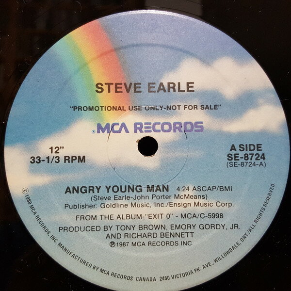 LP Steve Earle Angry Young Man SE8724PROMO MCA Records /00260