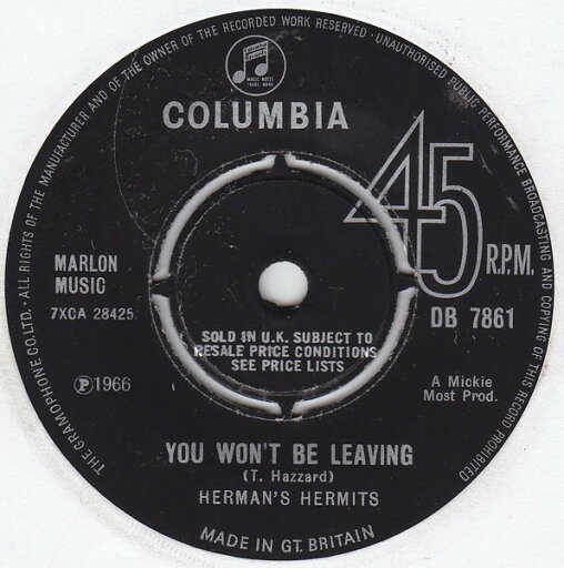 【中古】英7” Hermans Hermits You Wont Be Leaving DB7861 Columbia /00080 【中古】英7” Hermans Hermits You Wont Be Leaving DB7861 Columbia /00080