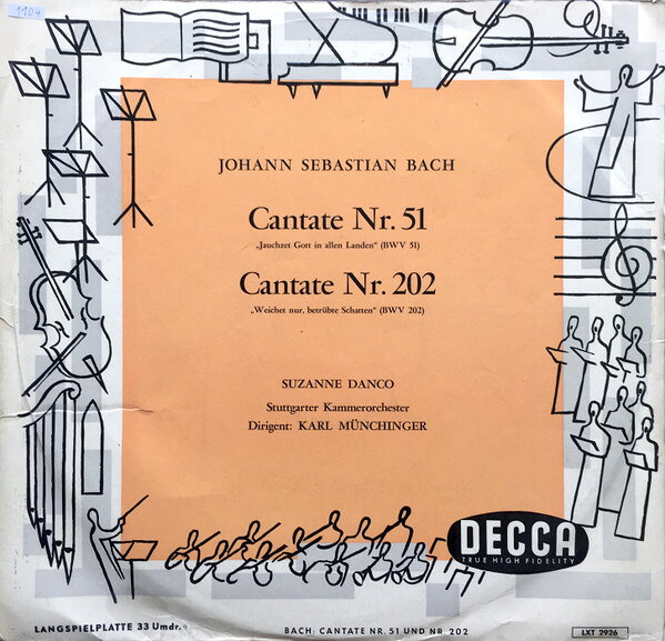 LP Johann Sebastian Bach , Stuttg Cantate Nr. 51 Und Nr. 202 LXT2926 Decca /00260