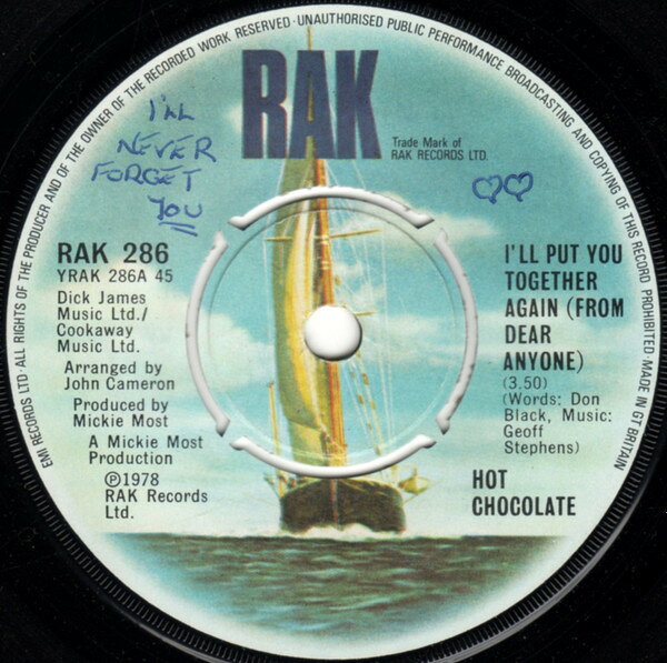 【中古】7インチ Hot Chocolate Ill Put You Together Again (From Dear Anyone) / Wes RAK286 RAK