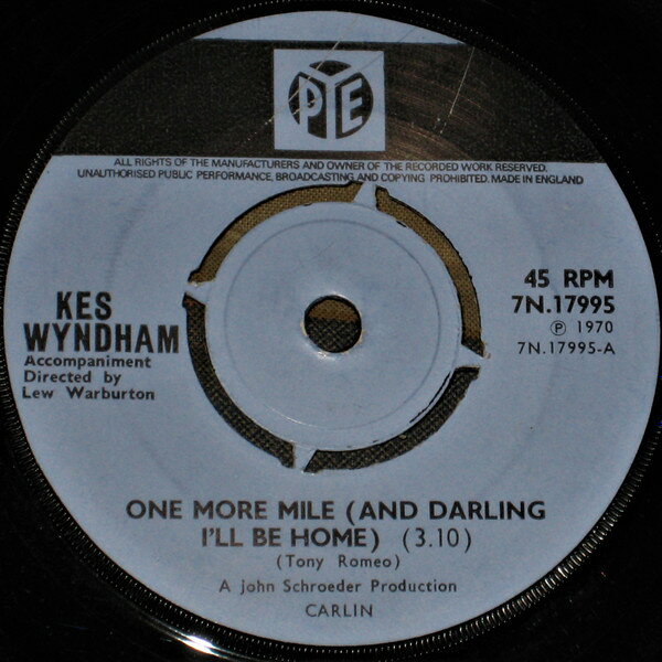 Artist Name: B - 【中古】英7” Kes Wyndham One More Mile (And Darling Ill Be Home) 7N17995 Pye Records /00080