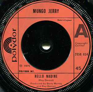【中古】英7” Mungo Jerry Hello Nadine 2058654 Polydor /00080
