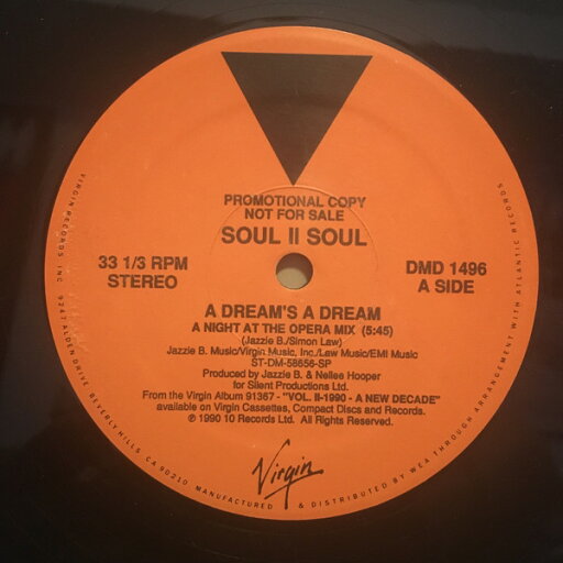 【中古】米12” Soul II Soul A Dreams A Dream DMD1496 Virgin Records Ameri /00250 【中古】米12” Soul II Soul A Dreams A Dream DMD1496 Virgin Records Ameri /00250