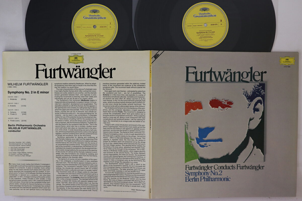 【中古】独2LP フルトヴェングラー, ベルリン・ Furtwangler Conducts Furtwangler: Symphony No. 2 2707086 DEUTSCH…
