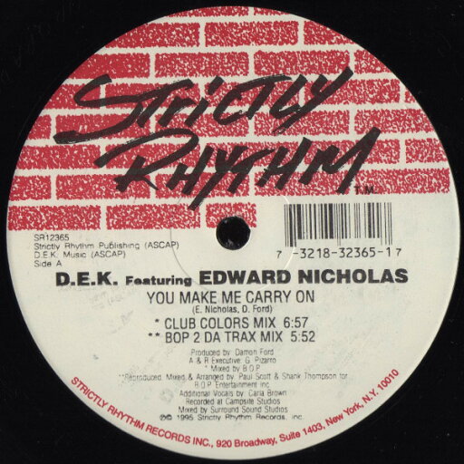 【中古】米12” D.e.k., Edward Nicholas You Make Me Carry On SR12365 STRICTLY RHYTHM /00250 【中古】米12” D.e.k., Edward Nicholas You Make Me Carry On SR12365 STRICTLY RHYTHM /00250