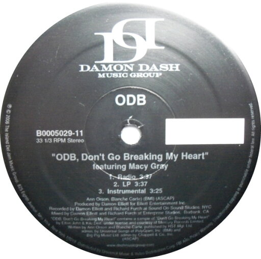 【中古】米12” Ol Dirty Bastard ODB, Dont Go Breaking My Heart B000502911 Damon Dash Music Gro /00250 【中古】米12” Ol Dirty Bastard ODB, Dont Go Breaking My Heart B000502911 Damon Dash Music Gro /00250