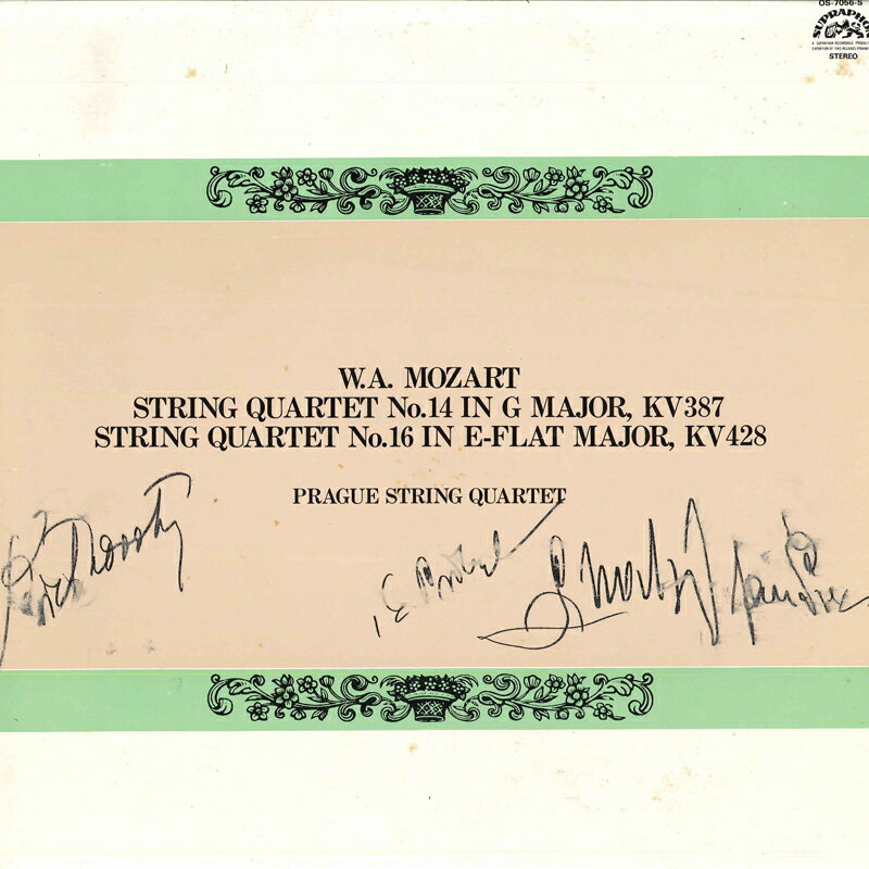 【中古】LP Prague String Qualtet W.a.mozart String Quartet No.14 In G Major, Kv387、s OS7056S SUPRAPHON /00260