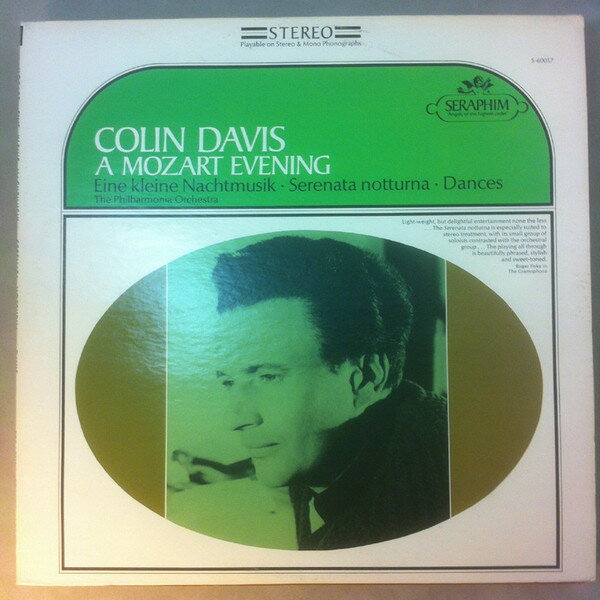 【中古】米LP Sir Colin Davis, Philharmonia A Mozart Evening: Eine Kleine Nachtmusik - Seranata S60057 Seraphim /00260