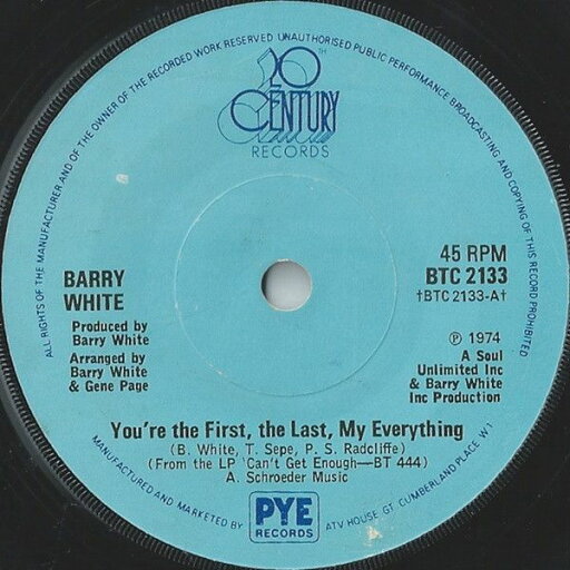 【中古】英7” Barry White Youre The First, The Last, My Everything BTC2133 20th Century Records /00080 【中古】英7” Barry White Youre The First, The Last, My Everything BTC2133 20th Century Records /00080