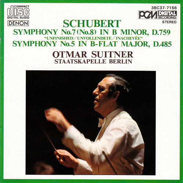 CD Franz Schubert, Otmar Suitner, Symphony No.7 (No.8) In B Minor, D.759 ”Unfinished” 38C377156 Denon /00110