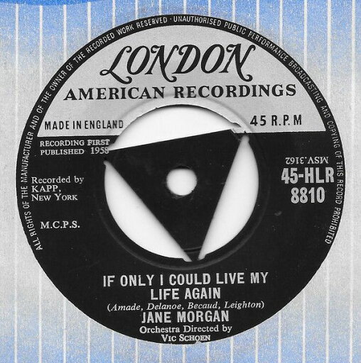 【中古】英7” Jane Morgan If Only I Could Live My Life Again 45HLR8810 London Records, Lond /00080 【中古】英7” Jane Morgan If Only I Could Live My Life Again 45HLR8810 London Records, Lond /00080