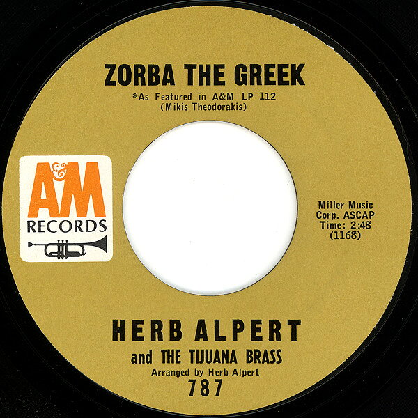 ・アーティスト Herb Alpert & The Tijuana Brass ・タイトル Zorba The Greek ・レーベル・型番 A&M Records 787 ・フォーマット 7インチレコード ・コンディション(盤) 良い (VG+) ・コンディション(ジャケット) プレインカバー（元ジャケット／カバー無し） ・コンディション(帯) オビなし ・特記事項 サンプル画像です。実際の商品の画像ではありません 商品写真はバーコード/カタログ番号に対応したサンプル画像ですので、お送りする商品の画像ではありません。帯やライナーなどの付属品は、特記事項に記載されている場合のみ含まれます。プロモやカラーレコードなどの仕様についても、該当する場合のみ特記事項に記載しています。 【ご購入前に必ずご確認ください】 ・本店サイト(www.recordcity.jp)とは価格、送料が違います ・本店サイト、その他支店のオーダーとは同梱発送できません ・注文確定後に別の注文を頂いた場合、注文同士の同梱は致しかねます。 ・別倉庫から発送しているため、店頭受け渡しは対応しておりません ・一部商品は他の通販サイトでも販売しているため、ご注文のタイミングによっては商品のご用意ができない場合がございます。 ・土日祝日はお休みです 金曜・祝前日9時以降のご連絡またはご入金は、返答または発送が週明け・祝日明けに順次対応となります。 ・ご購入後のキャンセル不可 ご購入後のキャンセルはいかなる理由においてもお受けできません。ご了承の上、ご購入くださいませ。 ・日本郵便(ゆうパック/ゆうメール)によるお届けになります。 ・中古品であることをご理解ください 当ストアでは中古商品を主に販売しております。中古品であることをご理解の上ご購入ください。また、一部商品はRecordCityオンラインストアで試聴可能です。 ・返品について お客様のご都合による返品は一切承っておりません。 表記の内容と実際の商品に相違がある場合、また針飛び等で返品・返金をご希望される場合は、商品の到着後1週間以内にご連絡ください。商品の返送をこちらで確認後、キャンセル・返金を行います。 コンディションVG以下の商品は返品できません。プレイに影響のない表面のこすれ傷、プレス起因のノイズ盤は返品の対象外です。 【コンディション表記】 ・ほぼ新品(M-)(Like New) 完全な新品。未使用。当店ではほぼ使用しません ・非常に良い(EX)(Excellent) 中古盤として美品な状態。わずかな経年を感じるものの傷みを感じさせない、当店基準で最高の状態 ・良い(VG+)(Very Good Plus) 丁寧に扱われた中古品で、軽い使用感がみられる。 ・可(VG)(Acceptable) 使い込まれた中古品で、「良い」よりもさらに使用感がみられる。 ・悪い(VG-)(Bad) 状態が悪いアイテム。使用の保障はなく、再生不可、針飛び、目立つノイズがあるかもしれない。状態によるクレーム不可。返品不可。 ・非常に悪い(G)(Very Bad) 「悪い」よりさらに状態が悪いアイテム。使用の保障はなく、再生不可、針飛び、目立つノイズがあるかもしれない。状態によるクレーム不可。返品不可。 ・ジャンク(Fair)(Junk/Fair) 割れている、反っている、水ダメージがある、カビ、ジャケットが分離している、ひどい書き込み、ひどい擦れなど最低の状態。使用の保障はなく、再生不可、針飛び、目立つノイズがあるかもしれない。状態によるクレーム不可。返品不可。 ・ジャンク(Poor)(Junk/Poor) 割れている、反っている、水ダメージがある、カビ、ジャケットが分離している、ひどい書き込み、ひどい擦れなど最低の状態。使用の保障はなく、再生不可、針飛び、目立つノイズがあるかもしれない。状態によるクレーム不可。返品不可。