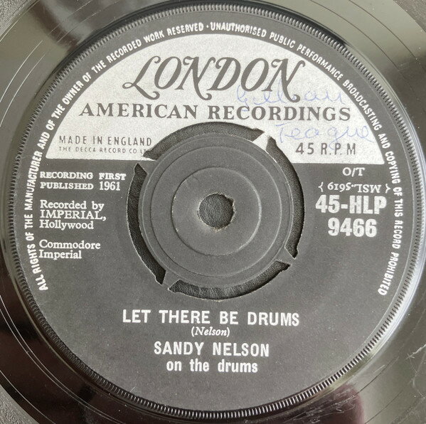 【中古】7” Sandy Nelson Let There Be Drums 45HLP9466 LONDON, LONDON AMERI /00080