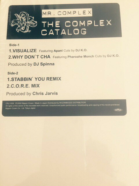 【中古】12” Mr. Complex The Complex Catalog CRJ1009 Nippon Crown Co., Lt /00250
