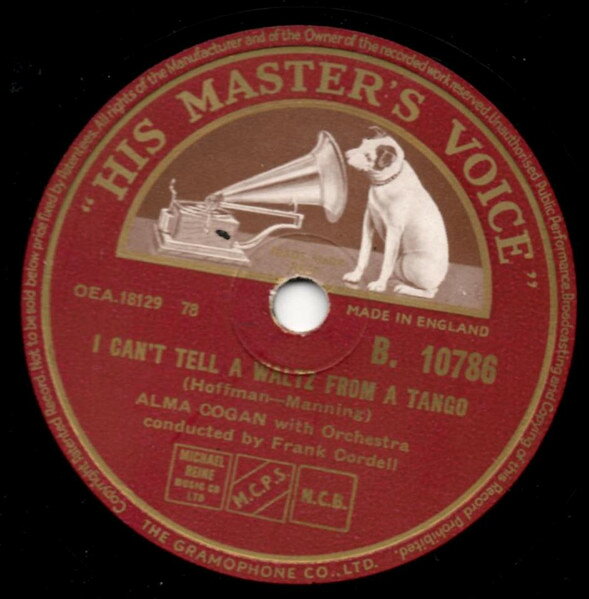 【中古】78RPM/SP Alma Cogan, Orchestra, Frank C I Cant Tell A Waltz From A Tango / Christmas Cards B10786 HIS MASTERS VOICE /00500