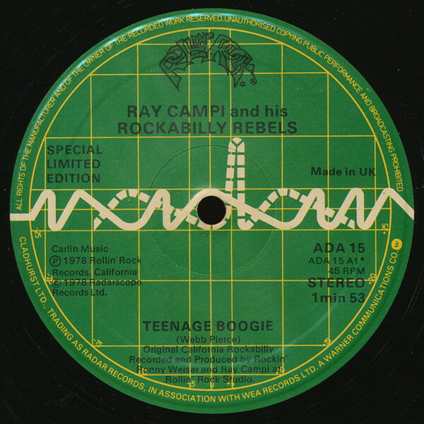 【中古】12” Ray Campi &amp; His Rockabilly Reb Teenage Boogie / Rockabilly Rebel ADA15 Radar Records /00250