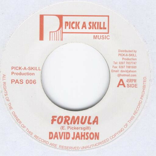 Record - 【中古】7” David Jahson / Jerry Lions Formula / High Grade Dub PAS006 Pick A Skill Music /00080