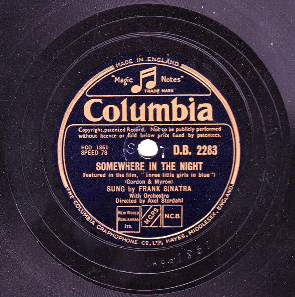 【中古】78RPM/SP Frank Sinatra Somewhere In The Night / The Things We Did Last Sum DB2283 COLUMBIA /00500