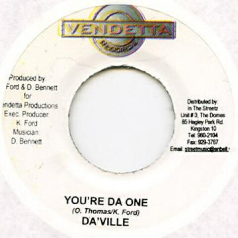 【新品】ジャマイカ7” DaVille Youre Da One Vendetta /00048