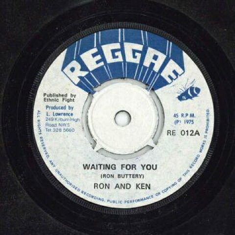 【新品】英7” Roy, Ken / Ethnic Fight Band Waiting For You / Waiting In Dub RE012 Reggae /00048