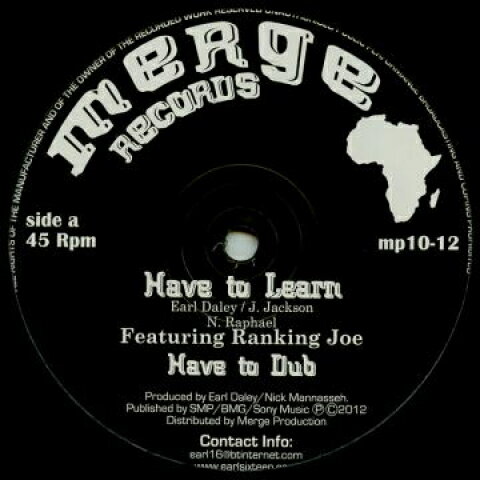 【新品】英10” Earl Sixteen, Ranking Joe Have To Learn; Have To Dub / Zion City; Zion Dub 20 MP1012 Merge /00130