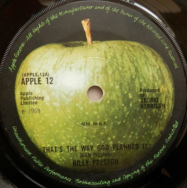 Other - 【中古】7” Billy Preston Thats The Way God Planned It APPLE12 Apple Records /00080