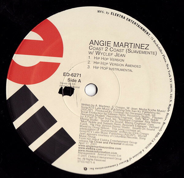 Artist Name: F - 【中古】12” Angie Martinez W/ Wyclef Jean Coast 2 Coast (Suavemente) ED6271 Elektra /00250