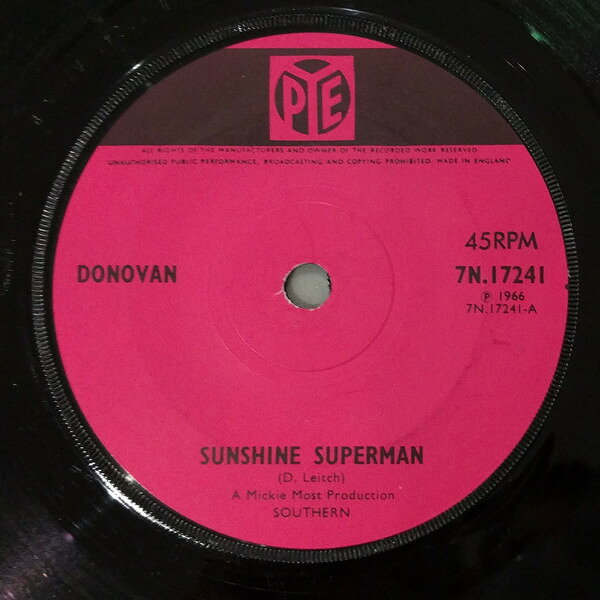 【中古】7” Donovan Sunshine Superman 7N17241 Pye Records /00080