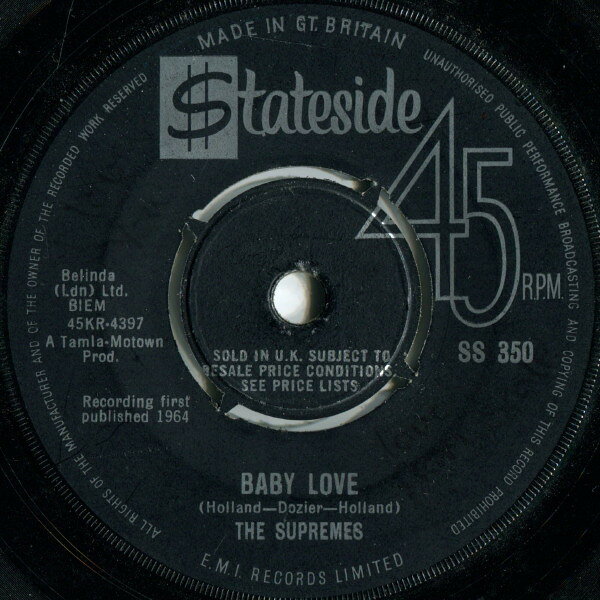 7” Supremes Baby Love SS350 Stateside /00080