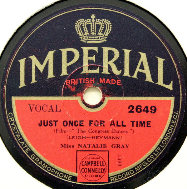 【中古】英78RPM/SP Natalie Gray Just Once For All Time / Live, Laugh And Love 2649 Imperial (3) /00500