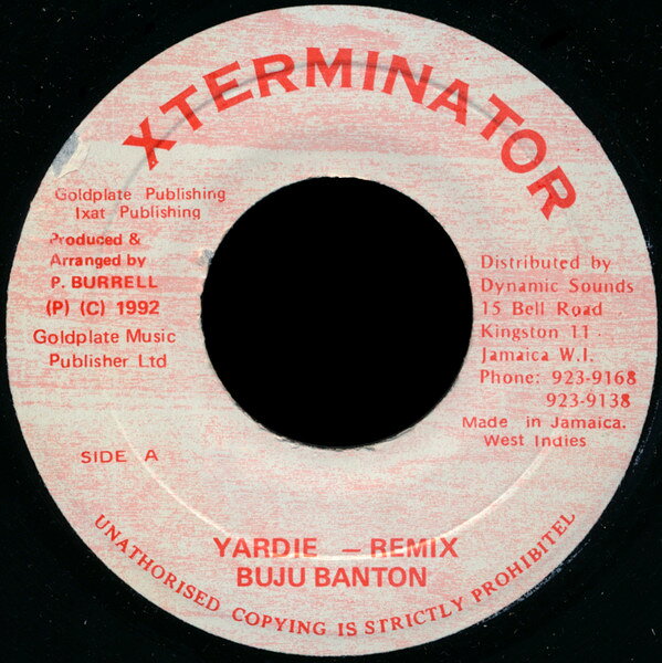 7” Buju Banton Yardie - Remix NONE XTerminator /00080