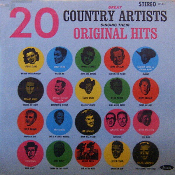 【中古】米LP Various 20 Great Country Artists Singing Their Original Hit LP711 Artistic /00260