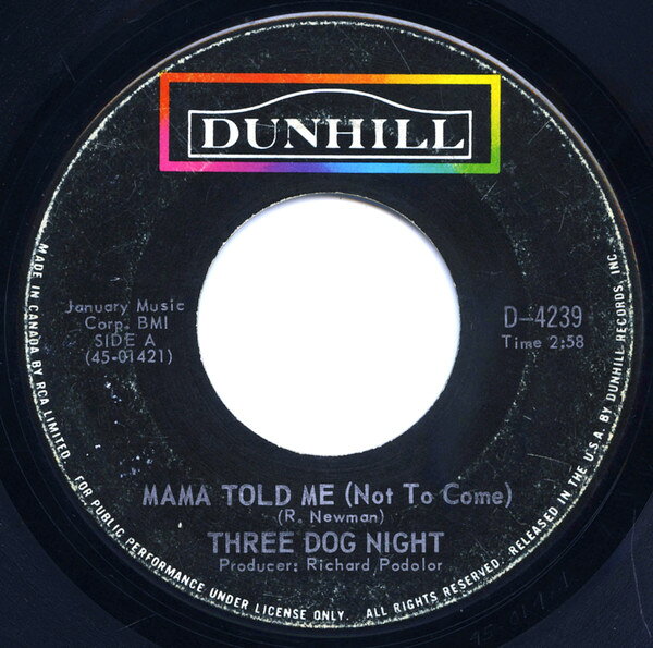 【中古】7” Three Dog Night Mama Told Me (N