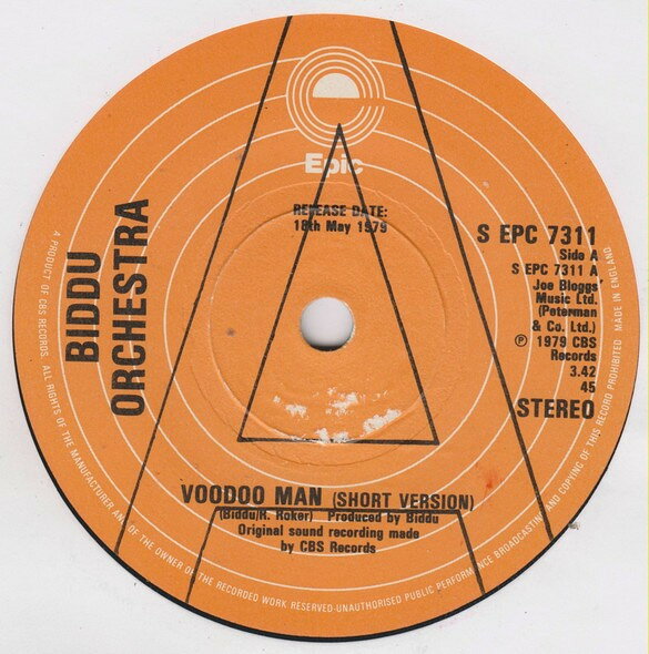 Artist Name: M - 【中古】7” Biddu Orchestra Voodoo Man SEPC7311PROMO Epic プロモ /00080