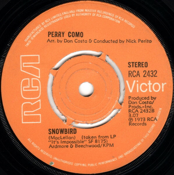 【中古】7” Perry Como Walk Right Back RCA2432 RCA Victor /00080