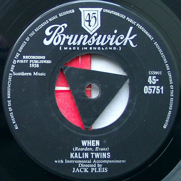 Artist Name: Z - 【中古】7” Kalin Twins When / Three OClock Thrill 4505751 Brunswick /00080