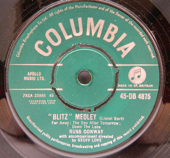 【中古】英7” Russ Conway ”Blitz” Medley / ”Oliver” Medley 45DB4875 Columbia /00080