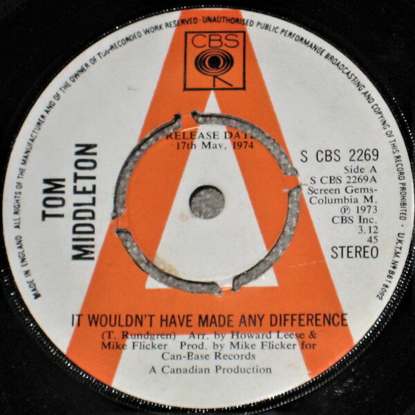 7” Tom Middleton It Wouldnt Have Made Any Difference SCBS2269 CBS /00080