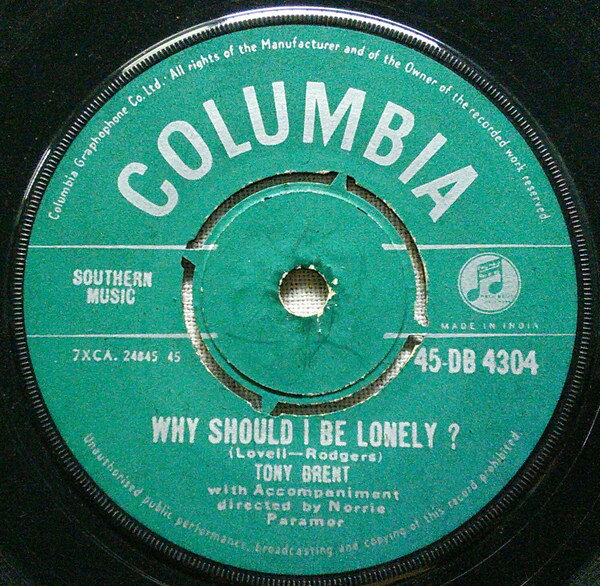 【中古】7” Tony Brent Why Should I Be Lonely 45DB4304 COLUMBIA /00080