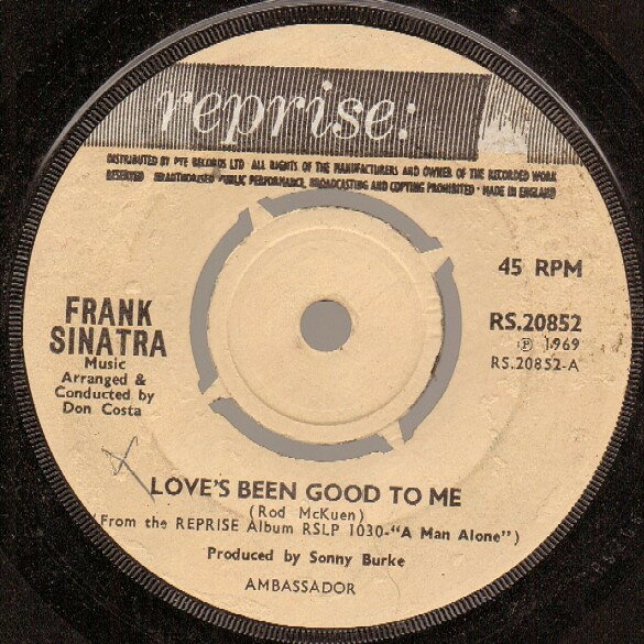 ・アーティスト Frank Sinatra ・タイトル Love's Been Good To Me ・レーベル・型番 Reprise Records RS20852 ・フォーマット 7インチレコード ・コンディション(盤) 良い (VG+) ・コンディション(ジャケット) プレインカバー（元ジャケット／カバー無し） ・コンディション(帯) オビなし ・特記事項 サンプル画像です。実際の商品の画像ではありません 商品写真はバーコード/カタログ番号に対応したサンプル画像ですので、お送りする商品の画像ではありません。帯やライナーなどの付属品は、特記事項に記載されている場合のみ含まれます。プロモやカラーレコードなどの仕様についても、該当する場合のみ特記事項に記載しています。 【ご購入前に必ずご確認ください】 ・本店サイト(www.recordcity.jp)とは価格、送料が違います ・本店サイト、その他支店のオーダーとは同梱発送できません ・注文確定後に別の注文を頂いた場合、注文同士の同梱は致しかねます。 ・別倉庫から発送しているため、店頭受け渡しは対応しておりません ・一部商品は他の通販サイトでも販売しているため、ご注文のタイミングによっては商品のご用意ができない場合がございます。 ・土日祝日はお休みです 金曜・祝前日9時以降のご連絡またはご入金は、返答または発送が週明け・祝日明けに順次対応となります。 ・ご購入後のキャンセル不可 ご購入後のキャンセルはいかなる理由においてもお受けできません。ご了承の上、ご購入くださいませ。 ・日本郵便(ゆうパック/ゆうメール)によるお届けになります。 ・中古品であることをご理解ください 当ストアでは中古商品を主に販売しております。中古品であることをご理解の上ご購入ください。また、一部商品はRecordCityオンラインストアで試聴可能です。 ・返品について お客様のご都合による返品は一切承っておりません。 表記の内容と実際の商品に相違がある場合、また針飛び等で返品・返金をご希望される場合は、商品の到着後1週間以内にご連絡ください。商品の返送をこちらで確認後、キャンセル・返金を行います。 コンディションVG以下の商品は返品できません。プレイに影響のない表面のこすれ傷、プレス起因のノイズ盤は返品の対象外です。 【コンディション表記】 ・ほぼ新品(M-)(Like New) 完全な新品。未使用。当店ではほぼ使用しません ・非常に良い(EX)(Excellent) 中古盤として美品な状態。わずかな経年を感じるものの傷みを感じさせない、当店基準で最高の状態 ・良い(VG+)(Very Good Plus) 丁寧に扱われた中古品で、軽い使用感がみられる。 ・可(VG)(Acceptable) 使い込まれた中古品で、「良い」よりもさらに使用感がみられる。 ・悪い(VG-)(Bad) 状態が悪いアイテム。使用の保障はなく、再生不可、針飛び、目立つノイズがあるかもしれない。状態によるクレーム不可。返品不可。 ・非常に悪い(G)(Very Bad) 「悪い」よりさらに状態が悪いアイテム。使用の保障はなく、再生不可、針飛び、目立つノイズがあるかもしれない。状態によるクレーム不可。返品不可。 ・ジャンク(Fair)(Junk/Fair) 割れている、反っている、水ダメージがある、カビ、ジャケットが分離している、ひどい書き込み、ひどい擦れなど最低の状態。使用の保障はなく、再生不可、針飛び、目立つノイズがあるかもしれない。状態によるクレーム不可。返品不可。 ・ジャンク(Poor)(Junk/Poor) 割れている、反っている、水ダメージがある、カビ、ジャケットが分離している、ひどい書き込み、ひどい擦れなど最低の状態。使用の保障はなく、再生不可、針飛び、目立つノイズがあるかもしれない。状態によるクレーム不可。返品不可。
