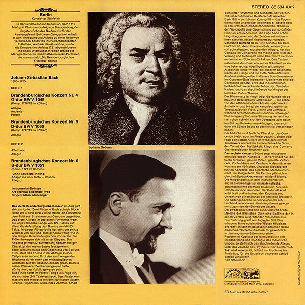 LP Johann Sebastian Bach , Ars Re Brandenburgische Konzerte II 88634XAK Supraphon /00260