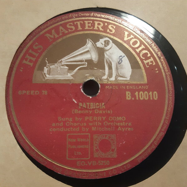 78RPM/SP Perry Como Patricia / So Long Sally B10010 HIS MASTERS VOICE /00500