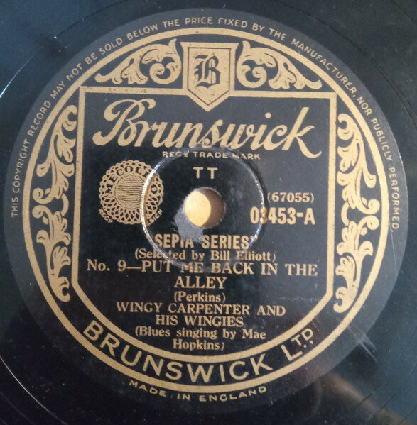 78RPM/SP Wingy Carpenter &amp; His Wingies Put Me Back In The Alley / How Bout That Mess 03453 BRUNSWICK /00500