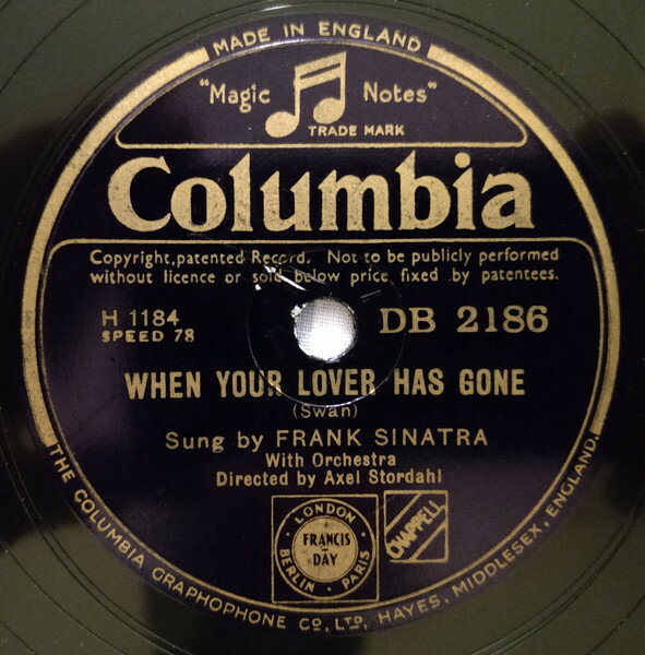 Artist Name: R - 【中古】78RPM/SP Frank Sinatra When Your Lover Has Gone / Shes Funny That Way DB2186 COLUMBIA /00500