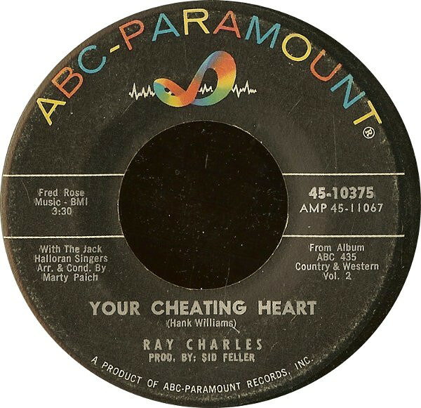 7” Ray Charles Your Cheating Heart / You Are My Sunshine 4511061 ABC-Paramount /00080