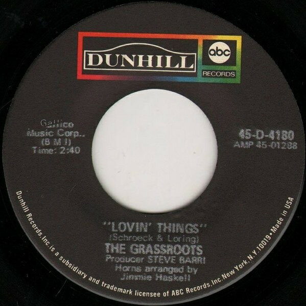 Other - 【中古】7” Grass Roots Lovin Things 45D4180 ABC Records /00080