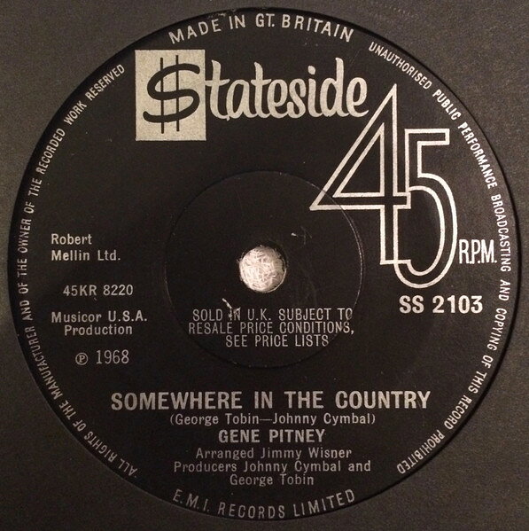 7” Gene Pitney Somewhere In The Country SS2103 Stateside /00080