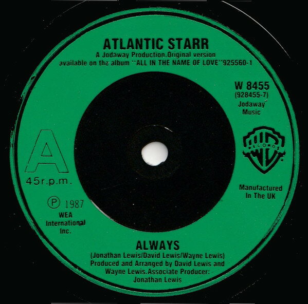 【中古】7” Atlantic Starr Always W8455 Warner Bros. Records /00080