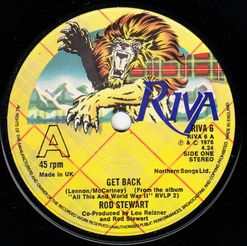 【中古】7” Rod Stewart Get Back RIVA6 Riva /00080
