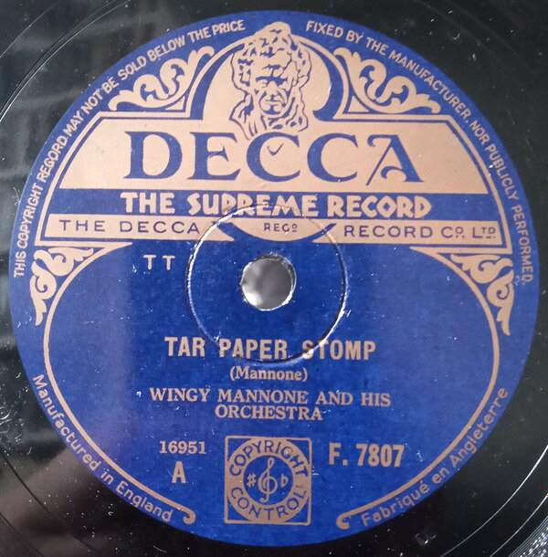 78RPM/SP Wingy Manone &amp; His Orchestra Tar Paper Stomp / Tin Roof Blues F7807 DECCA /00500